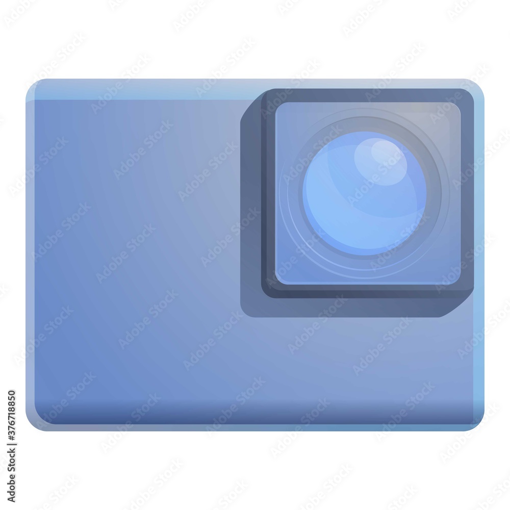 Poster action camcorder icon. cartoon of action camcorder vector icon for web design isolated on white back