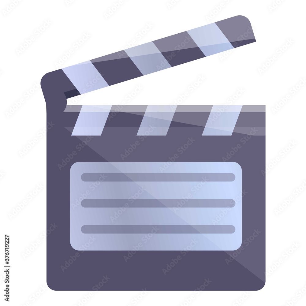 Poster video editing clapper icon. cartoon of video editing clapper vector icon for web design isolated on 
