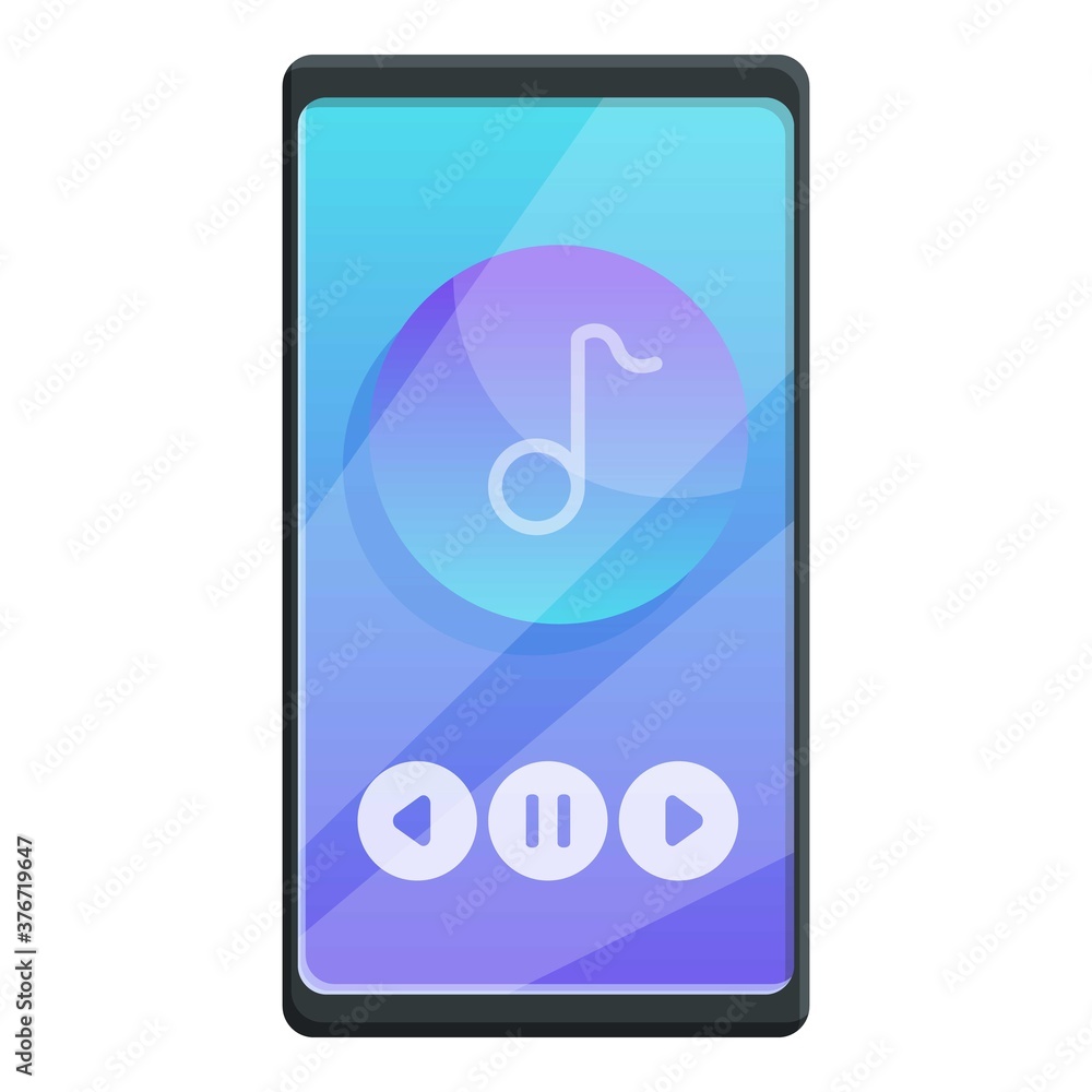 Poster music player icon. cartoon of music player vector icon for web design isolated on white background