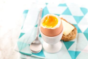 soft boiled egg with bread and butter