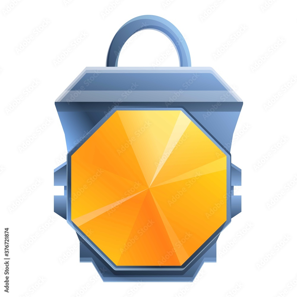 Poster gold ruby amulet icon. cartoon of gold ruby amulet vector icon for web design isolated on white back