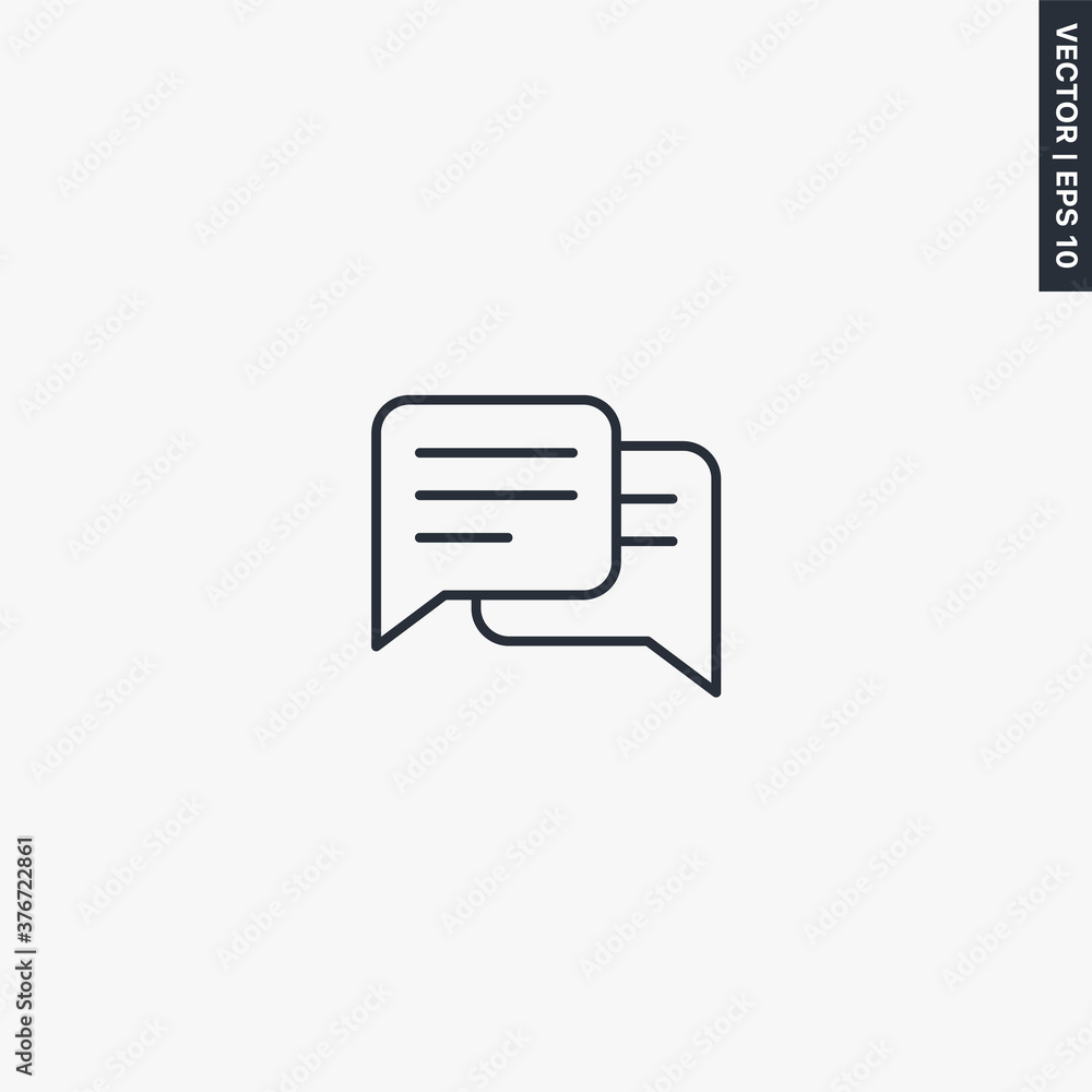Poster chat, comments, linear style sign for mobile concept and web design