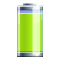 Full green battery icon. Cartoon of full green battery vector icon for web design isolated on white background