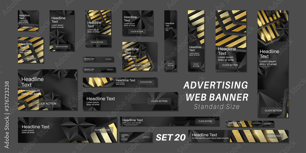 Canvas Prints set black gold vector ad web banners . design a standard size template for business and advertising