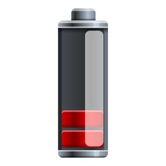 Low capacity battery icon. Cartoon of low capacity battery vector icon for web design isolated on white background