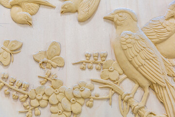 Products of the Dikart gypsum stucco moulding plant. Moscow, Russia