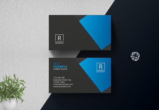 Clean Simple Business Card with Blue Accents