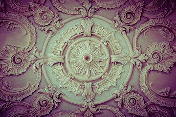 Products of the Dikart gypsum stucco moulding plant. Moscow, Russia