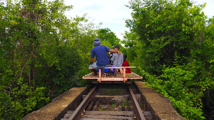 Cambodia Battambang－July 28, 2016: Natural scenery in Battambang Cambodia. Photo taken on bamboo train, Phnom Sampoy mountain, in the killing cave, monastery, Stupain and bat cave.