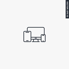 Computer and gadgets, linear style sign for mobile concept and web design