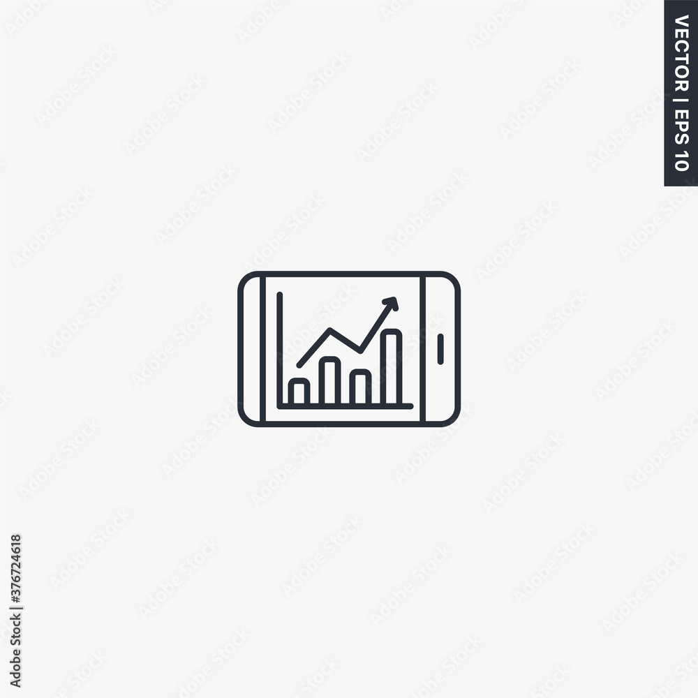 Poster statistics, linear style sign for mobile concept and web design