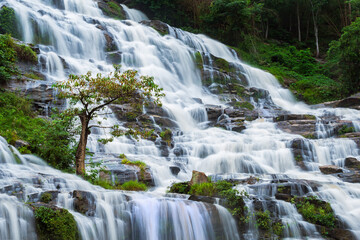 Big natural water fall from a mountain in Chiang Mai ,Thailand.
