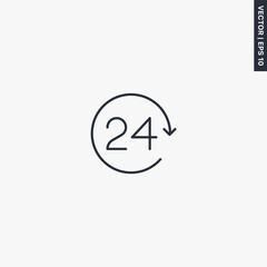 24 hours, linear style sign for mobile concept and web design