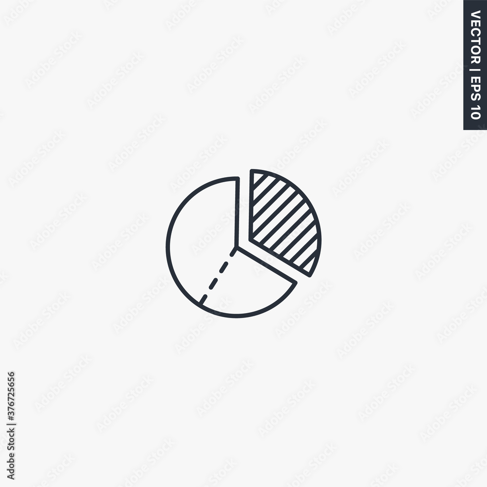 Poster pie chart, linear style sign for mobile concept and web design