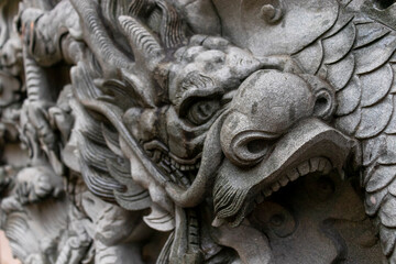 Chinese dragon on stone wall