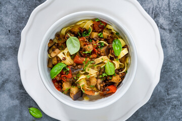 Lentil and aubergine ragu