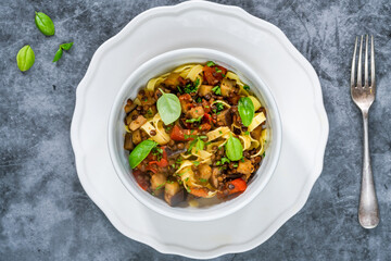 Lentil and aubergine ragu