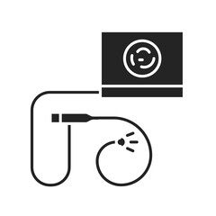 Nasogastric tube black glyph icon. Digestive system medical device. Sign for web page, mobile app, button, logo. Vector isolated element.