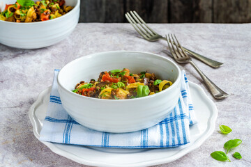 Lentil and aubergine ragu