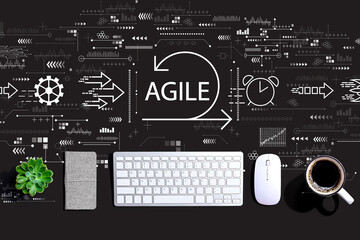 Agile concept with a computer keyboard and a mouse