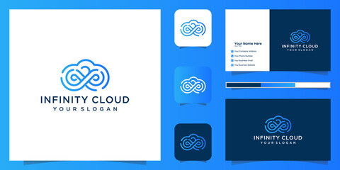 infinity cloud logo design icon template. cloud tech logo design and business card