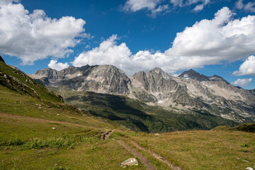 Fototapeta na wymiar Panoramic view of the upper Bedretto valley in Switzerland.