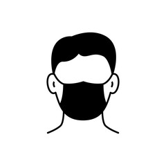 Man in protective mask icon on white background. Coronavirus prevention symbol