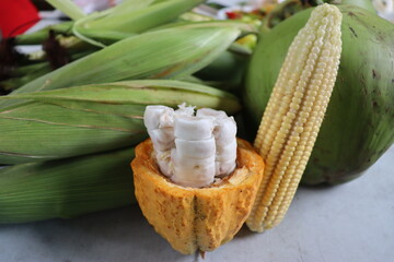 organic corn and cocoa fruit
