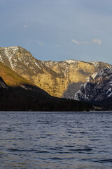 View of Hallstatt Lake and Surrounding Mountains, Upper Austria