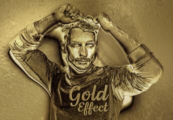 Gold Portrait Photo Effect Mockup