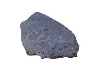 Big limestone for garden decoration, isolated on a white background.