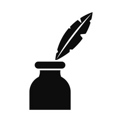 feather ink pot icon, silhouette style