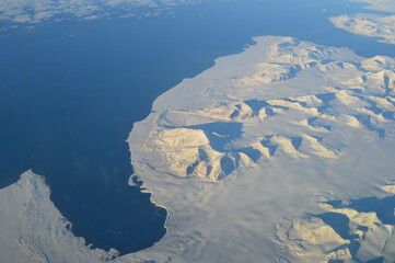 Arctic Svalbard (Spitsbergen) close to the North Pole seen from above 