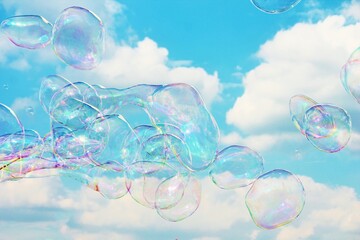 bubble Dreamy Soap Bubbles background floating on the breeze copy space
