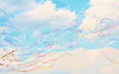 bubble Dreamy Soap Bubbles background floating on the breeze copy space