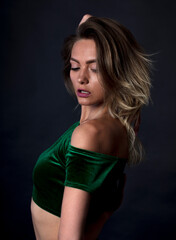portrait of a young woman, shooting in a photo studio