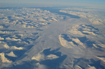 Arctic Svalbard (Spitsbergen) close to the North Pole seen from above 