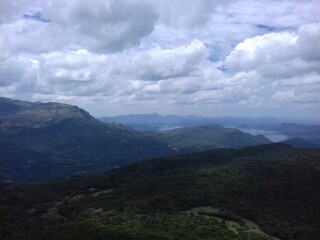 blue sky with mountains 