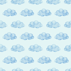 Clouds watercolor seamless pattern 