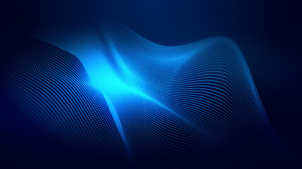 Dot blue wave light screen gradient texture background. Abstract ai technology big data digital background. 3d rendering.