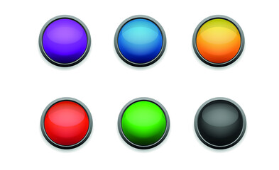  set of metallic bright buttons, glossy web icons