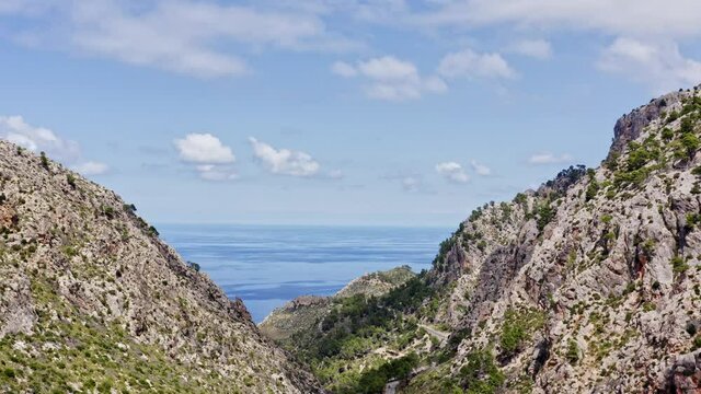 aerial view of the mountains of Mallorca, Estellencs, Mallorca, Spain