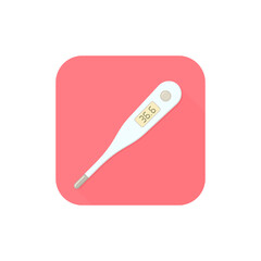 Medical digital thermometer vector button icon. Isolated illustration