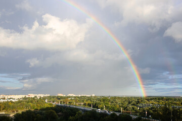 City landscape in the rain.