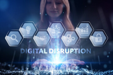 Business, Technology, Internet and network concept. Young businessman working on a virtual screen...