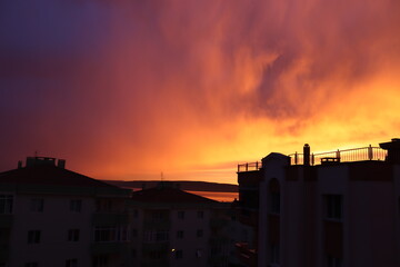 sunset over the city