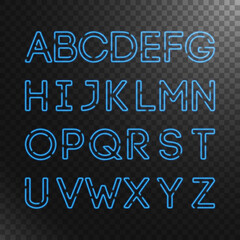 Obraz premium Neon capital Letters collection, Glowing neon alphabet. Vector illustration