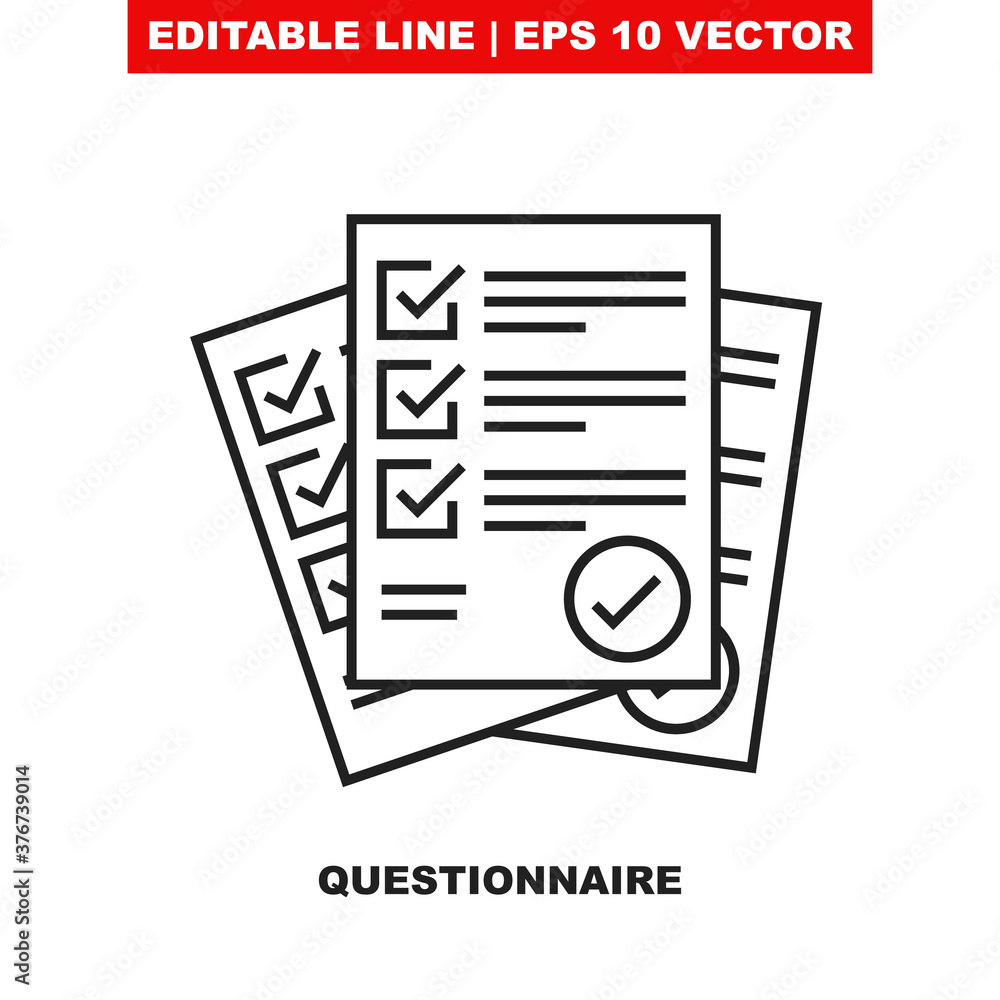 Fototapete questionnaire checklist form. editable line vector icon illustration designed as a sign of brief sur