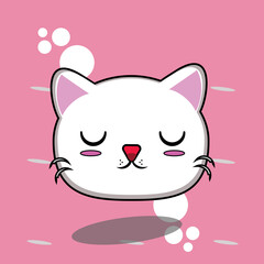 cute cat with closed eyes. sticker, vector, cute, 