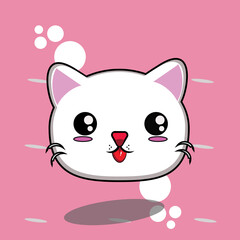 cute cat with tongue out. sticker and character of cat